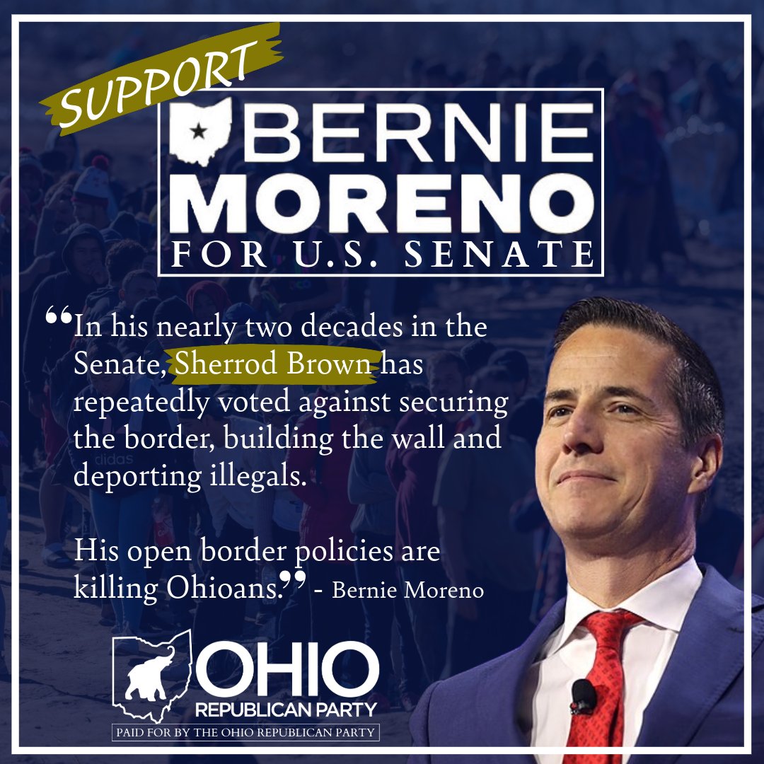 Vote Bernie Moreno for U.S. Senate on November 5th and SECURE THE BORDER!