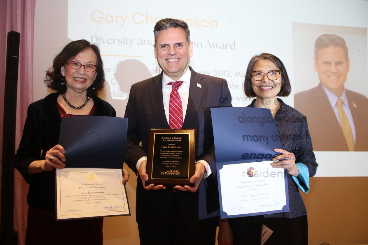 Mayor Gary Christenson was recently honored with a Diversity and Inclusion Award at the Chinese Culture Connection’s (CCC) 19th Annual Fundraising Gala & Awards Ceremony at Ming’s Seafood. For more information, please visit cityofmalden.org/CivicAlerts.as…