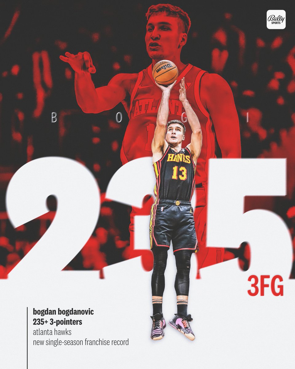 𝟮𝟯𝟱 𝗔𝗻𝗱 𝗖𝗼𝘂𝗻𝘁𝗶𝗻𝗴 🏹 @LeaderOfHorde set the new @ATLHawks franchise record for 3-pointers made in a single season.