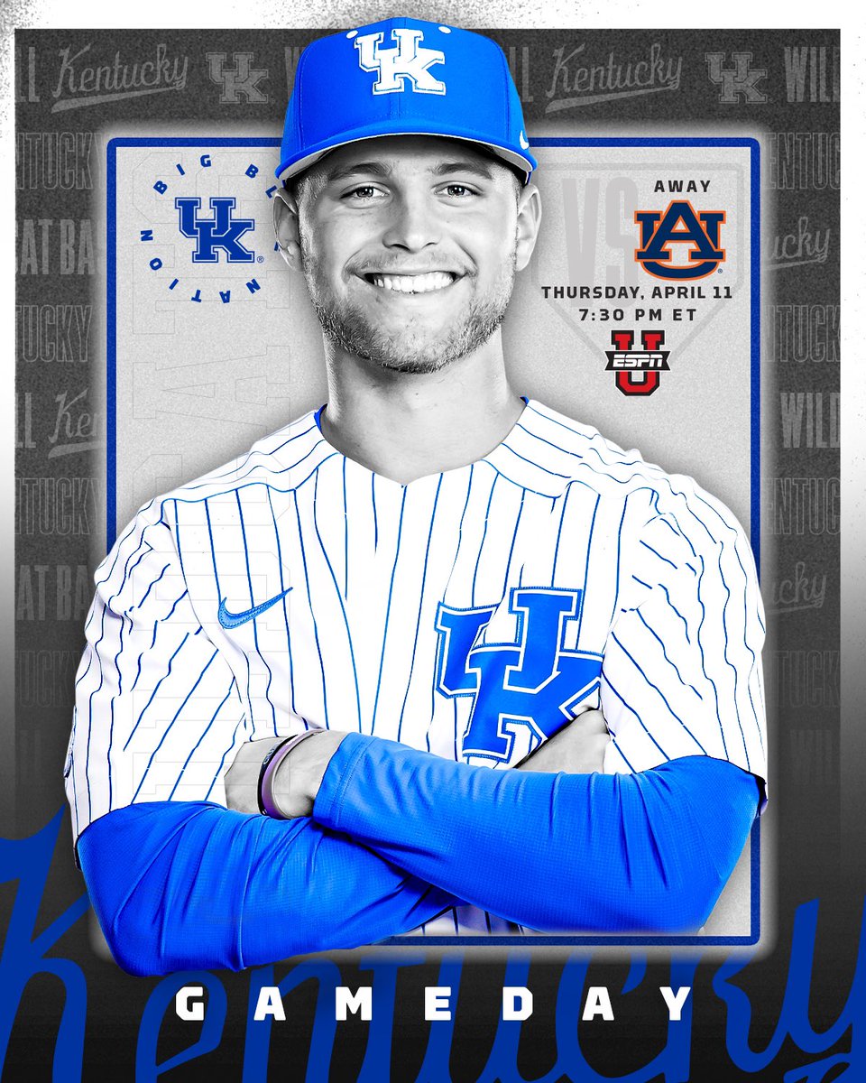 It’s gameday on the Plains 😼 🆚 Auburn 📍 Auburn, Ala. 🏟️ Plainsman Park 🕢 7:30 p.m. ET 📺 @ESPNU 📻 @UKSportsNetwork #WeAreUK