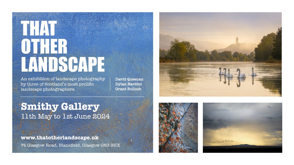 Just a wee reminder that along with @ShutrRelease and @_grantbulloch_ I’m going to be exhibiting at the Smithy Gallery in Blanefield near Glasgow. Opens on May 11th - hope to see you there! thatotherlandscape.uk