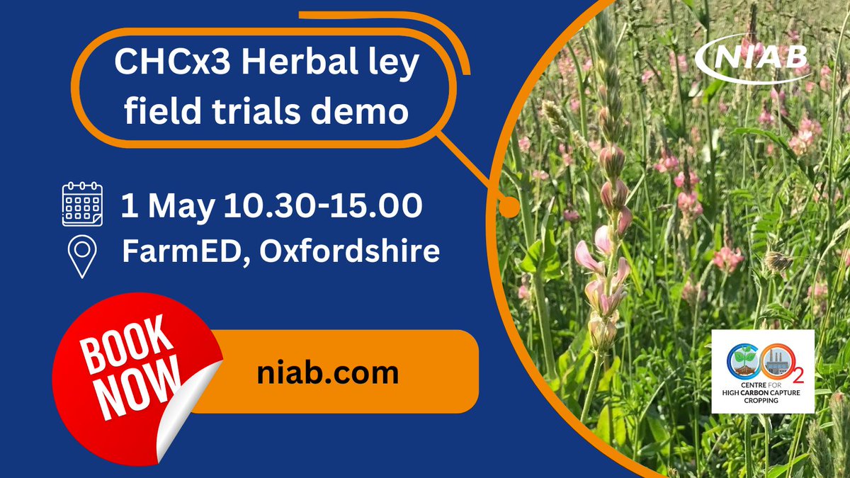 Join the Centre for High Carbon Capture Cropping and @RealFarmED for an interactive day exploring how herbal leys can be used to improve resilience and increase carbon capture in your soils ➡️ ow.ly/V4KM50Re6WB