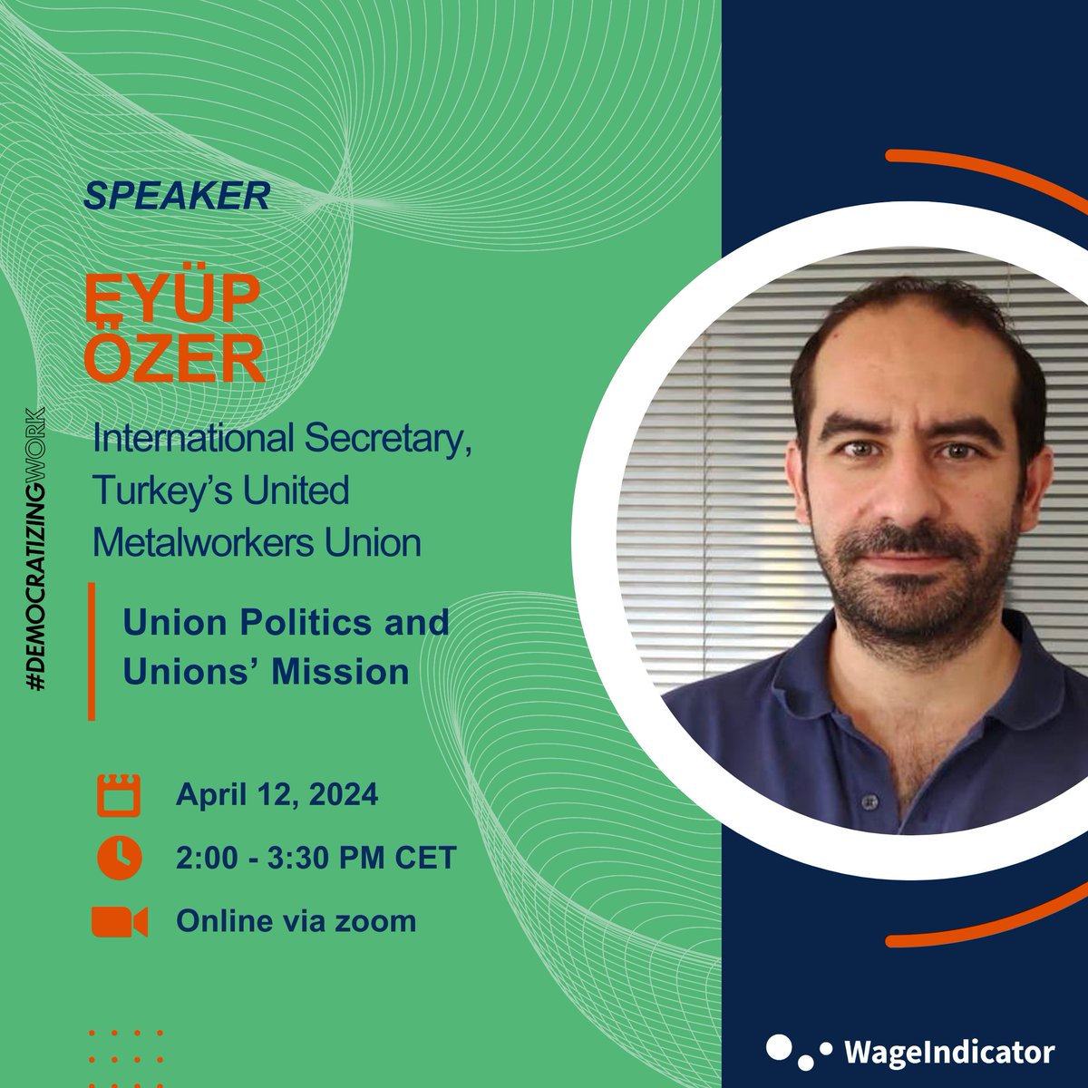 1 day to go! Tomorrow, in our webinar with @GlobalForumDW, Eyüp Özer, International Secretary for Turkey’s United Metalworkers Union, will discuss how #TradeUnions are addressing #ClimateChange and the #JustTransition in their agendas.