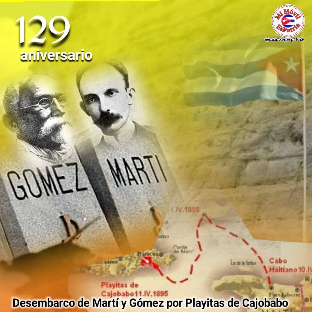 Un 11 de abril de 1895, desembarcaron por Playitas de Cajobabo Martí y Gómez, acción que encarnó dos generaciones y una misma causa: lograr nuestra independencia. #CubaViveEnSuHistoria