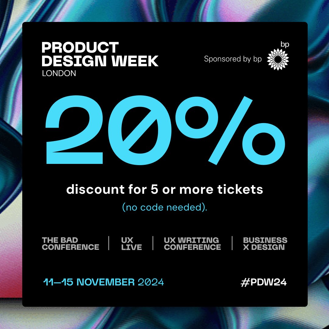 Product Design Week London is a premier event that offers an excellent opportunity for teams, co-workers and friends to enhance their UX skills and build valuable industry connections.

Secure your pass today: techcircus.io/en/events/prod…

#PDW24 #DesignLeadership #UXSkills