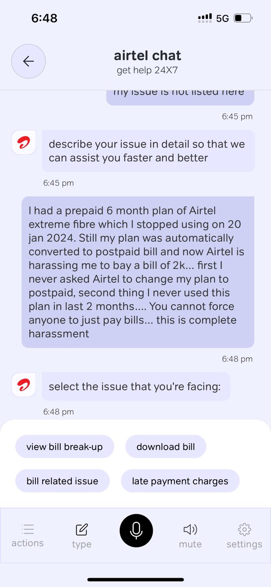 nikitash21089's tweet photo. @airtelindia @Airtel_Presence @airtelnews I had a prepaid 6 month plan of Airtel extreme fibre which I stopped using on 20 jan 2024. Still my plan was automatically converted to postpaid bill and now Airtel is harassing me to pay a bill of 2k... https://t.co/SEhEZdGy53
