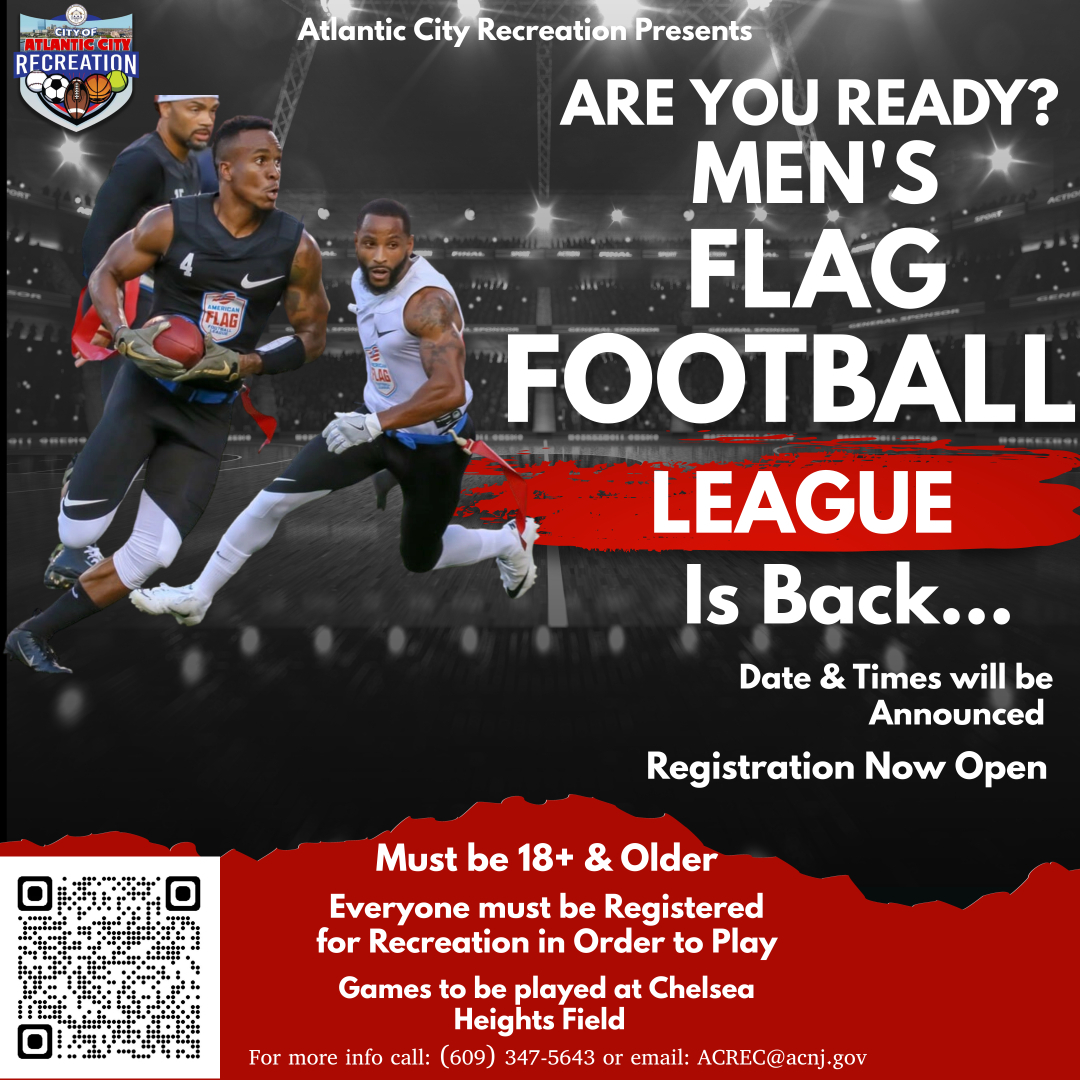 Registration is open now for upcoming AC Rec Men's and Women's Flag Football leagues 🏈🏈 acnj.gov/News/View/1853… And stay tuned for an announcement soon regarding youth Flag Football 👀
