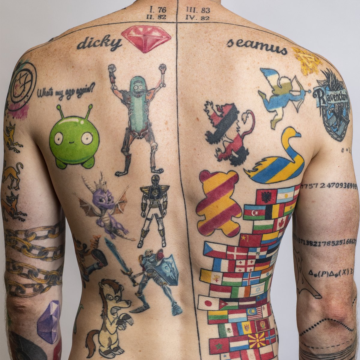 You’ve seen the front, now it’s time for the back. This is the 2nd photo from the 'Tattooed Academics' exhibition @RMGreenwich as part of @inkupmarkout. How many do you recognise? Credit Royal Museums Greenwich 2023, Tattooed Academics
