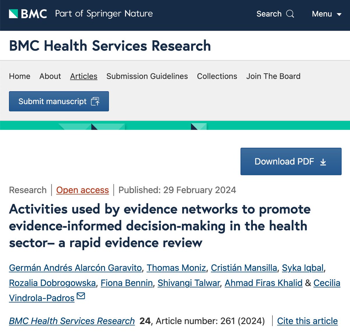 Activities used by evidence networks to promote evidence-informed decision-making in the health sector– a rapid evidence review bmchealthservres.biomedcentral.com/articles/10.11…