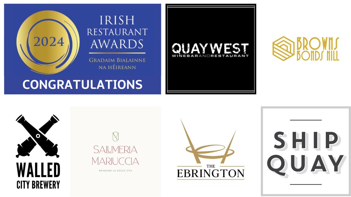 Visit Derry News (@visitderrynews) on Twitter photo Huge congratulations to our members who received awards at the Ulster Regional <a href="/restawards/">IrishRestaurantAward</a> last night 🏆
Wishing you all the best of luck at the All Ireland awards in May!
<a href="/Quaywestderry/">Quaywest</a> <a href="/DiningAtBrowns/">Browns Bonds Hill</a> <a href="/walledcitybrew/">#CraftBeer 🍻🤘</a> <a href="/ShipquayHotel/">Shipquay Hotel Derry</a> #SalumeriaMariuccia #EbringtonHotel Huge congratulations to our members who received awards at the Ulster Regional <a href="/restawards/">IrishRestaurantAward</a> last night 🏆
Wishing you all the best of luck at the All Ireland awards in May!
<a href="/Quaywestderry/">Quaywest</a> <a href="/DiningAtBrowns/">Browns Bonds Hill</a> <a href="/walledcitybrew/">#CraftBeer 🍻🤘</a> <a href="/ShipquayHotel/">Shipquay Hotel Derry</a> #SalumeriaMariuccia #EbringtonHotel