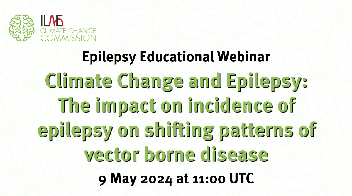 Our epilepsy educational webinar with the ILAE Climate Change Commission is NEXT WEEK on 9 May at 11:00 UTC! Details & free registration: ilae.org/webinar-9may24 @ClimateEpilepsy @yesILAE #epilepsy #climate #climatechange