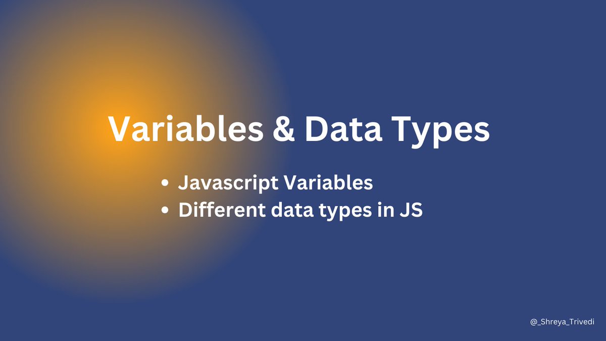 _Shreya_Trivedi's tweet image. Day 2 of #20DaysOfJavascript🚀

Topics covered: 
- Variables -&amp;gt; how to declare &amp;amp; initialize them
- Different data types in Javascript

Variables
In JavaScript applications, managing data is essential. Variables serve as &apos;named storage&apos; for this purpose, holding various types of…