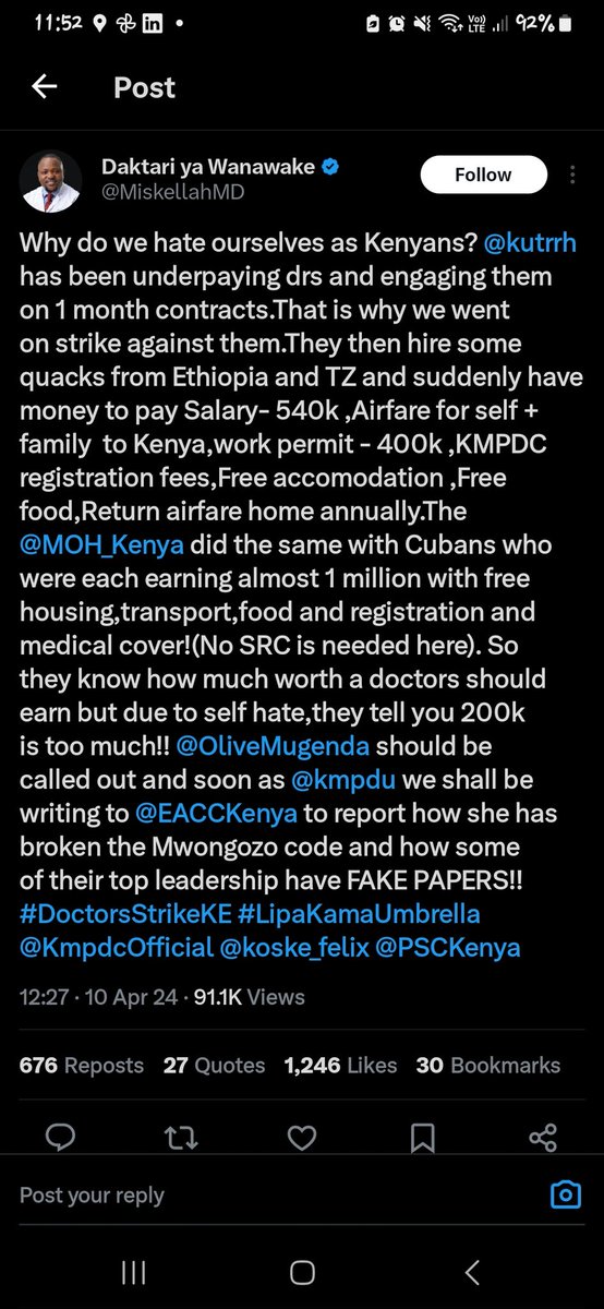 We need regional and global unity to ensure respect for the Medical profession. This will block the Kenyan Government from hiring foreign doctors during calls for accountability. Are they even licenced to practice in Kenya? This is impunity! #DoctorsStrikeKE @kmpdu