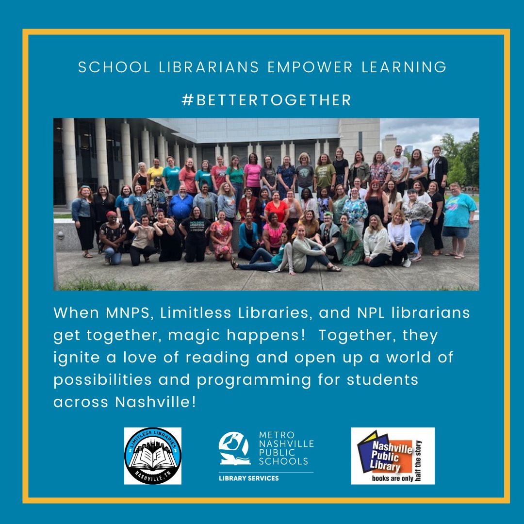 When MNPS, Limitless Libraries, and NPL librarians get together, magic happens! Together, they ignite a love of reading and open up a world of possibilities and programming for students across Nashville! @MetroSchools @LimitlessLib @NowatNPL #BetterTogether #MNPSLibraries