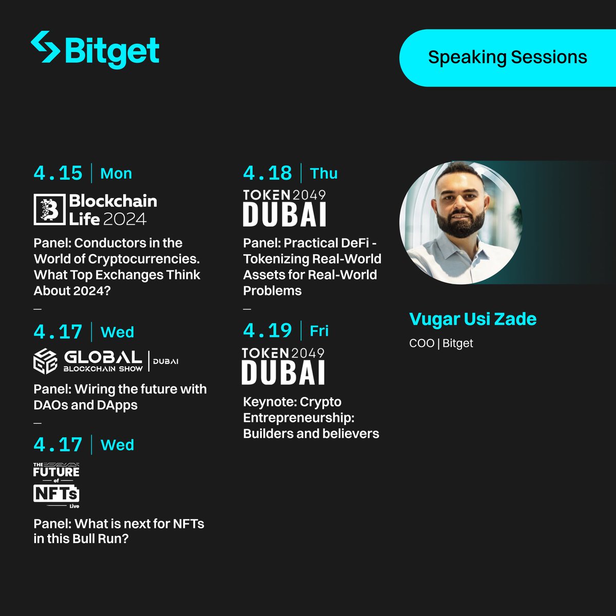 🇦🇪Join us in Dubai next week to hear from our COO @usithetalk as we explore the exciting world of #crypto with our #Web3 communities. 👋See you there! #EventwithBitget #BlockchainLife2024