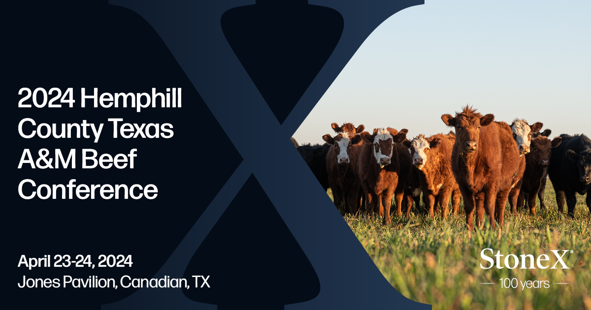 StoneX is excited to sponsor the Hemphill County Beef Conference in Canadian, TX – April 23-24. Stop by our booth to chat with our team about our LRP and DRP programs - #Livestock #Cattle #Dairy