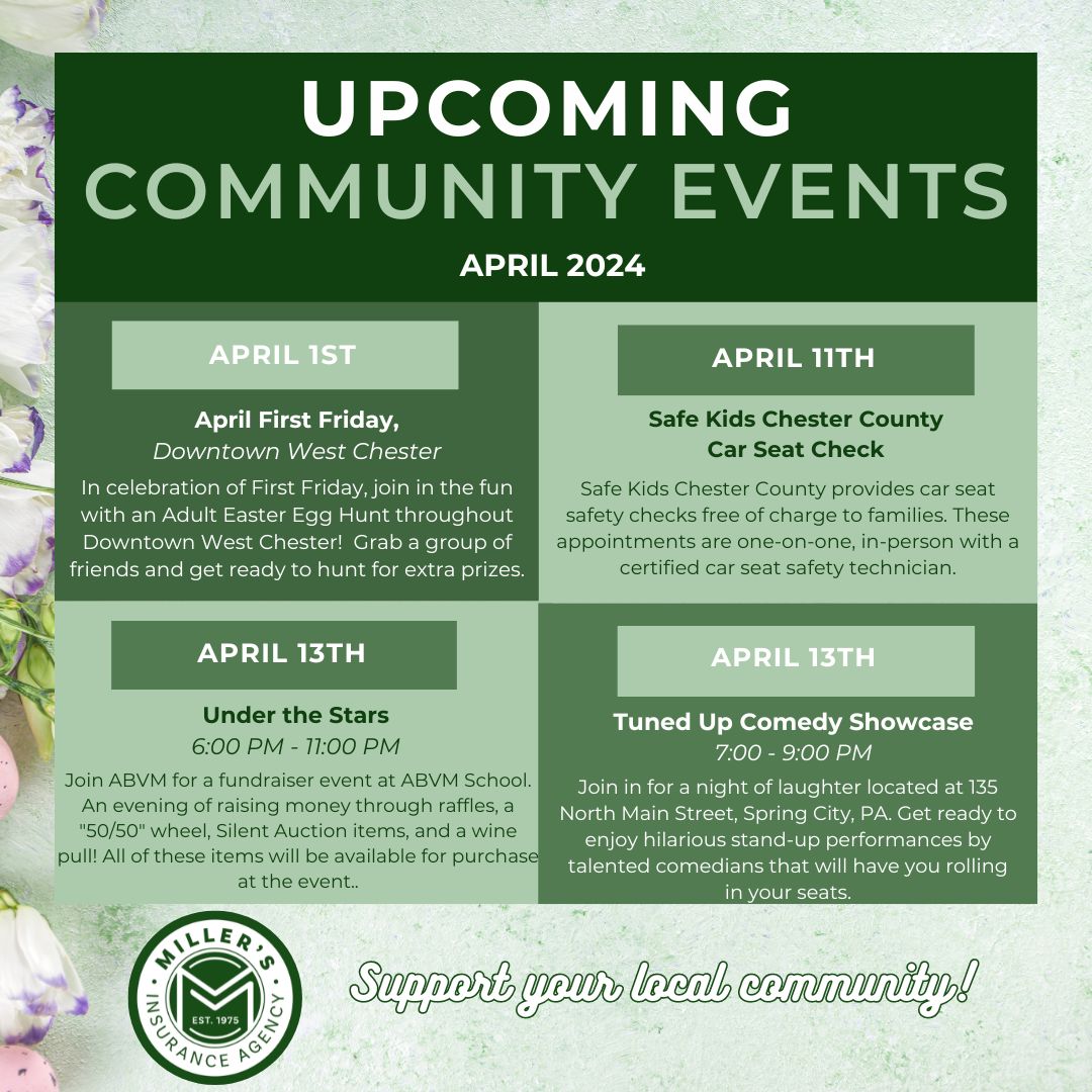 Spring has sprung! Check out these exciting Chester County community events this month. From charity events to comedy nights, there's something for the whole family to enjoy in April. #localevents #westchester #thingstodopa