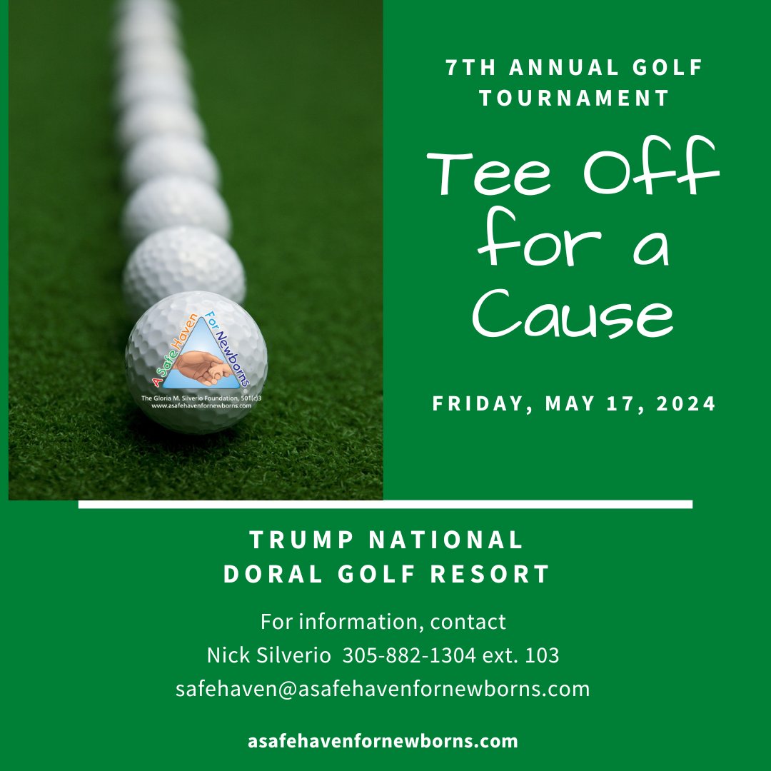 Support a Noble Cause: With your sponsorship or golf 4some ticket purchase, you can help A Safe Haven for Newborns continue its crucial mission of saving the precious lives of newborns from the dangers of abandonment.
Click here for tickets: asafehavenfornewborns.com/event/tee-off-…
#charitygolf