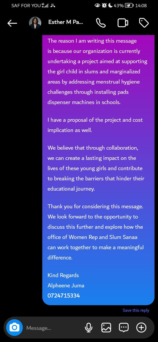 #AmKenyan @gloria_orwoba and @EstherPassaris, I volunteer at @slumsanaaartcen. They wrote to you about an urgent need to end #SexForPads in informal settlements of Dandora and Huruma by supplying teens with pads. They are yet to hear from you. They desperately need your support.