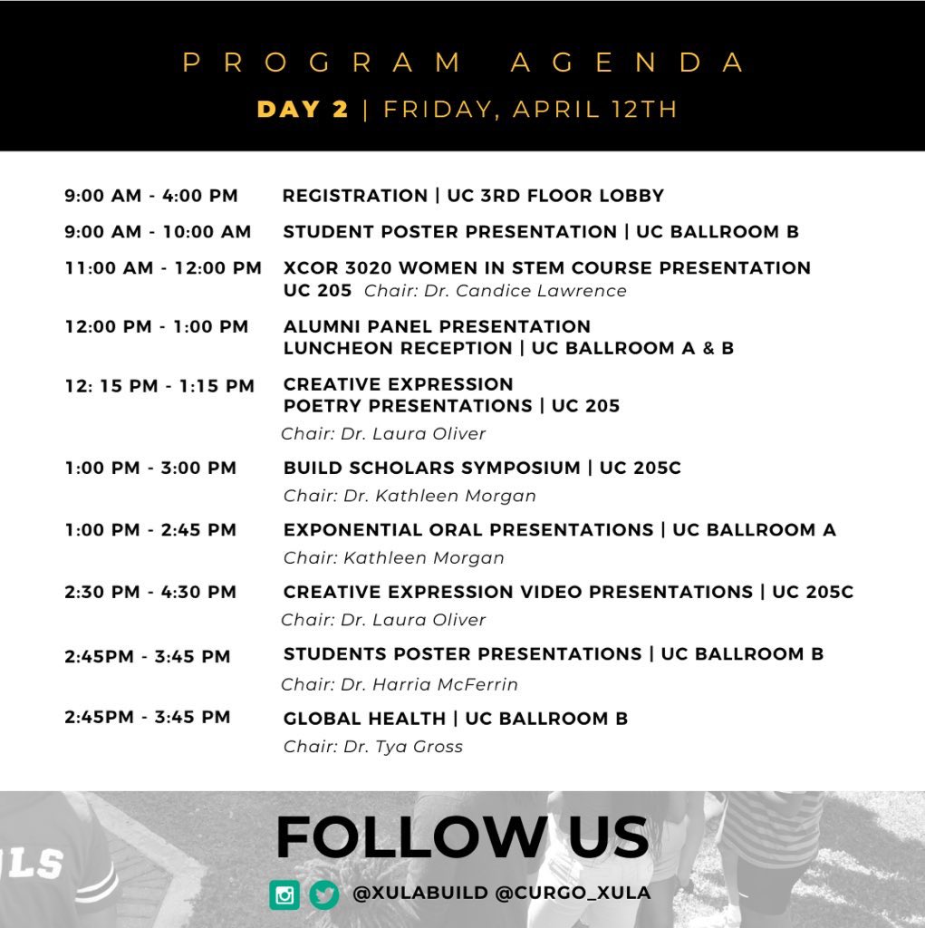 Calling all Xavierites! Day 1 is TODAY! The UC is where you want to be these next 2 days! (2nd & 3rd Floor) Don’t miss out on the amazing research and creative work from your talented Xavierite peers and faculty! Share your awesome experience by using #FOS2024 #xula