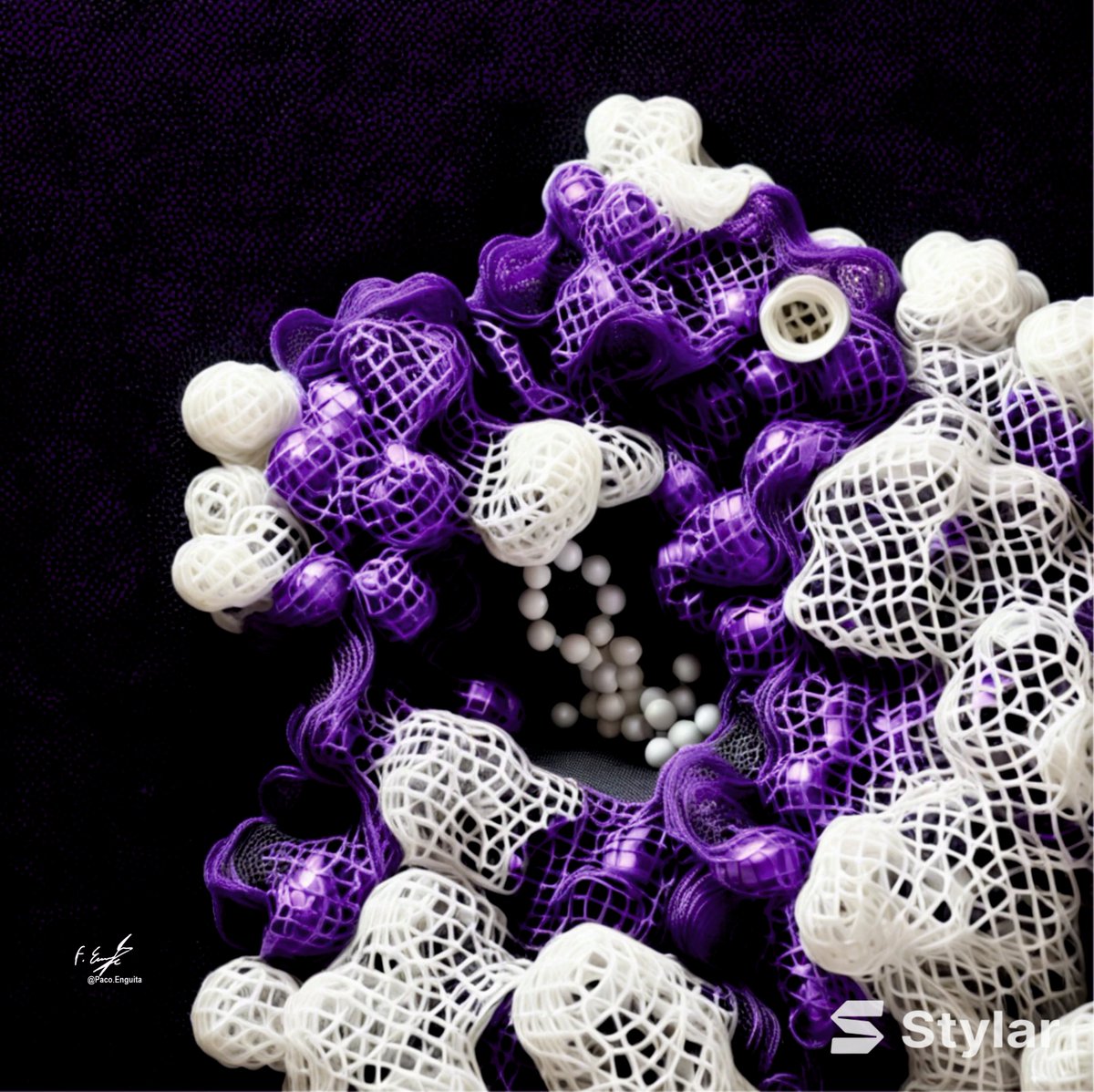 Crystal structure of the human carbonic anhydrase II in complex with a covalent inhibitor (PDB code: 8OO8) #scivis #molecularart #sciart @stylar_ai @proteinimaging 
behance.net/gallery/195996…