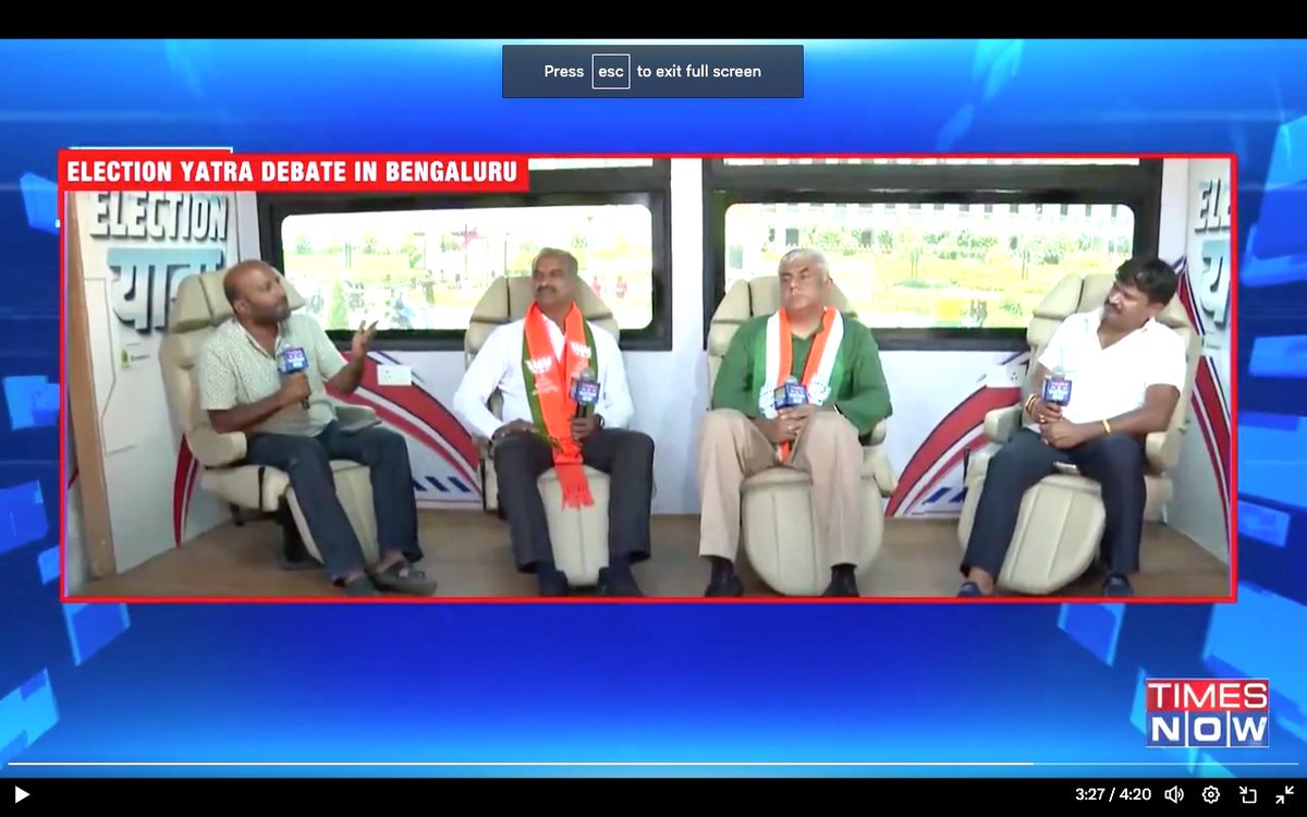 1/n #ElectionYatra Debate on @TimesNow with @PCMohanMP, @rajeevgowda, @braincenter73 1) Low Voter Turnout - Informed & engaged citizenry essential for democracy. Lack of local elections & ward Cmte mtgs deny citizens opportunity to learn/engage - alienates them #Elections2024
