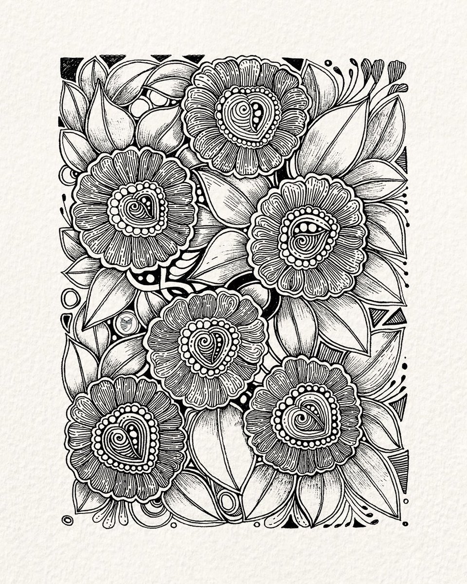 Happy art 🌸🩷🌿🧿 #InspireMSArtists #Shanamsart #zendoodle #freehanddrawing #flores