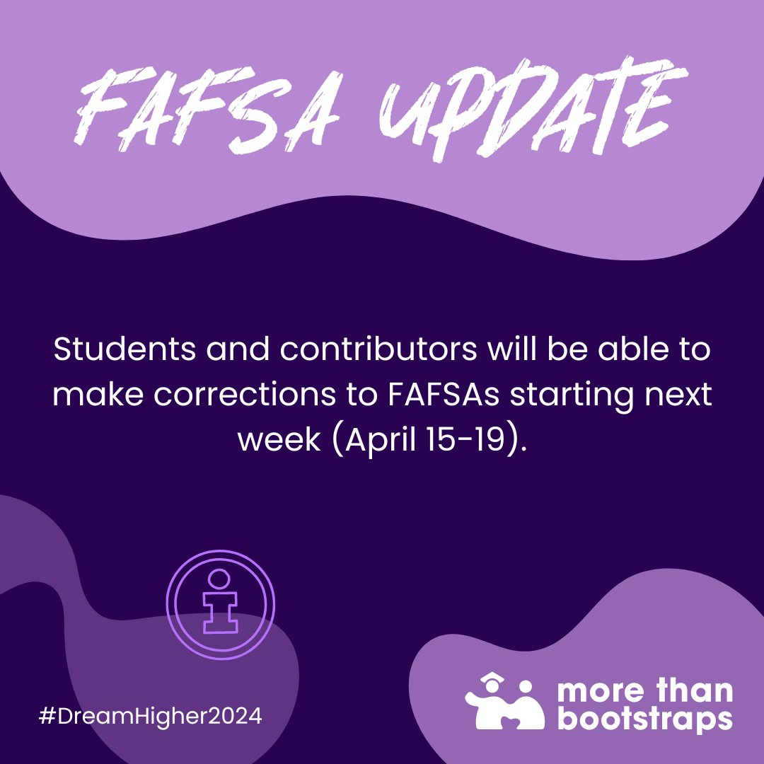 Issues with your FAFSA? Officially, corrections begin Monday. Some may have access TODAY! Common problems can be fixed in minutes! Check for missing signatures and IRS consent. Log into student.gov to make corrections. #FAFSAFastBreak #BetterFAFSA
