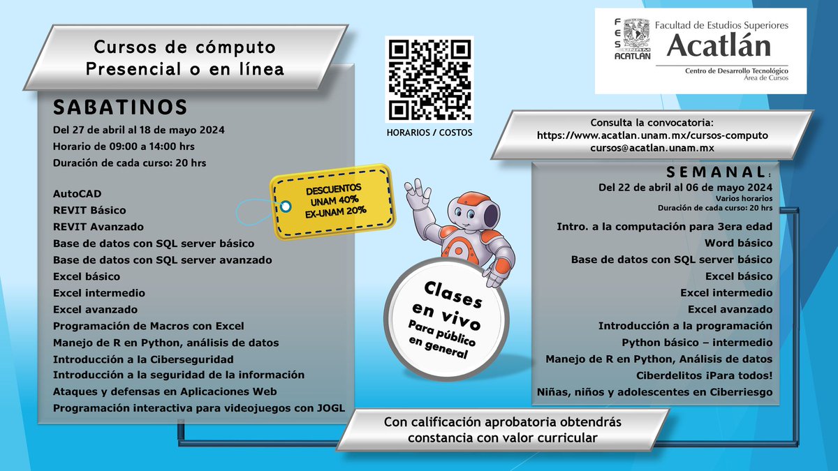 FES_ACATLAN's tweet image. 🖥️¡Inscripciones abiertas!💻
acatlan.unam.mx/index.php?id=62 ⌨️
#Excel  #programacion #computador  #SQL #Python #Ciberseguridad