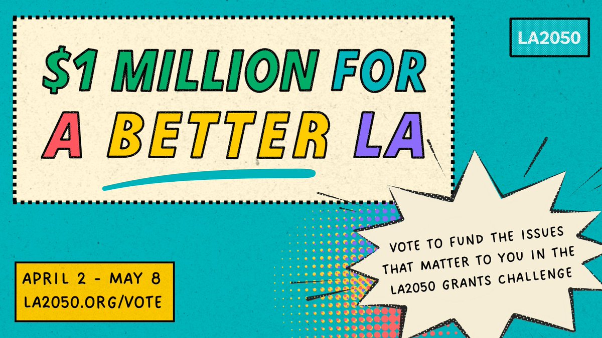 Our partners @LA2050 want to know: what issues matter most to your community? YOU can vote now, and $1M will be given to local organizations like ours working on the top-voted issues. Cast your vote: la2050.me/done #LA2050GrantsChallenge #WhoCanYouCan