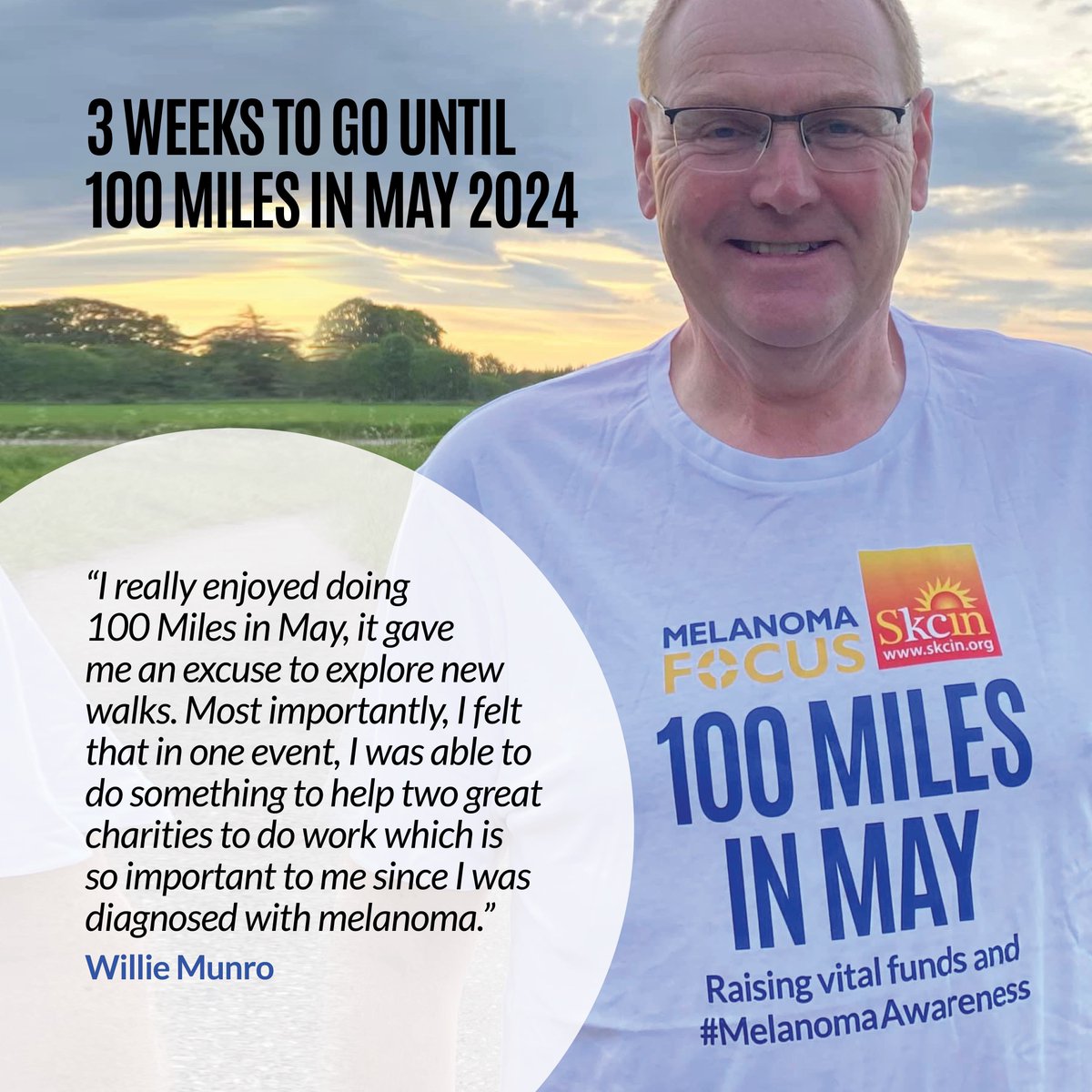 There is just few weeks to go until 100 Miles in May 2024! Support 2 leading charities!💙🧡 This is your challenge, done your way! You have 1 month to complete 100 miles in as many days you like! Register today 👉 buff.ly/3zC5gRL @SkcinCharity