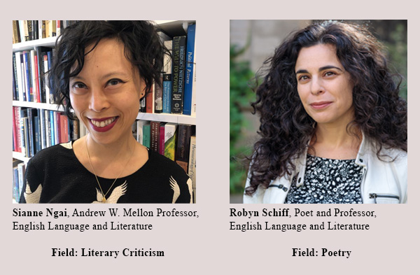 Congratulations to English Language and Literature scholars Sianne Ngai and Robyn Schiff for being awarded 2024 Guggenheim Fellowships! @GuggFellows. Learn more >> bit.ly/4aAExWv.
