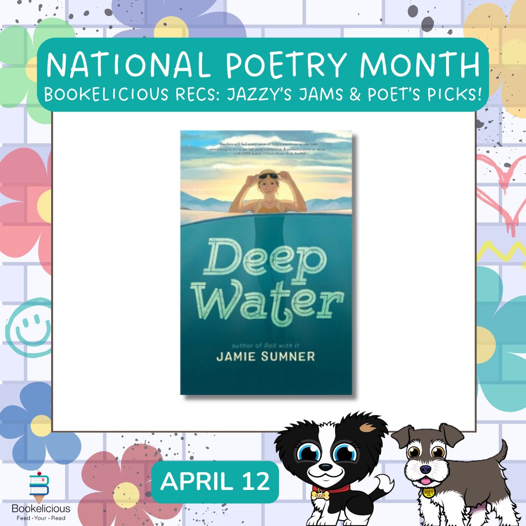 A #NationalPoetryMonth celebration! 🎉 DEEP WATER ✍️ @jamiesumner_ '...gripping MG novel in verse that spans one girl's marathon swim over twelve miles... Six hours. One marathon swim. That's all Tully Birch needs to get her life straightened out.' bookelicious.com/book/98238/dee…