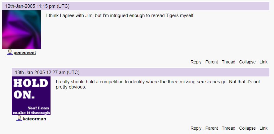 DrWhoMoment's tweet photo. Kate Orman tactfully suggests that the Eighth Doctor was having offscreen fun with side character Karl in The Year of Intelligent Tigers. (2005)

[submitted by @SparrowLucero] https://t.co/ybwQn7GipT
