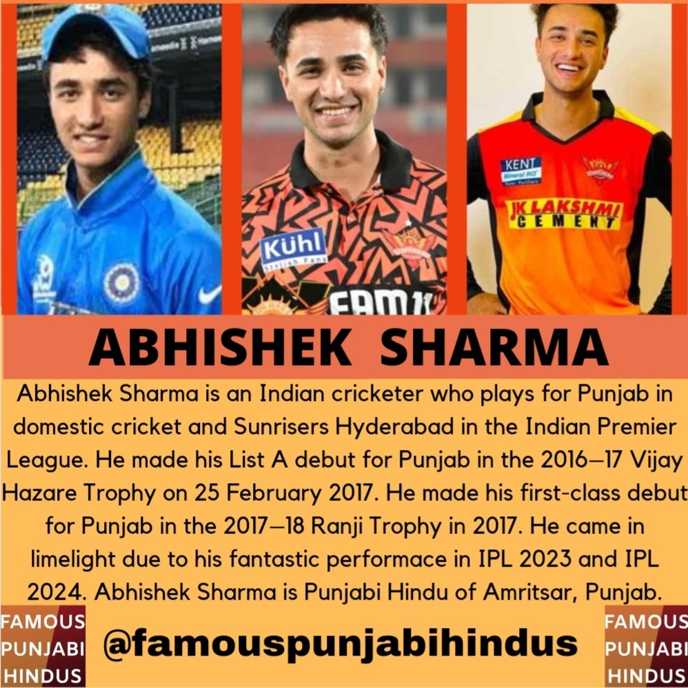 Abhishek Sharma - Famous Indian Cricketer #abhisheksharma #amritsar #punjabihindu #hindupunjabi #ipl #SunrisersHyderabad