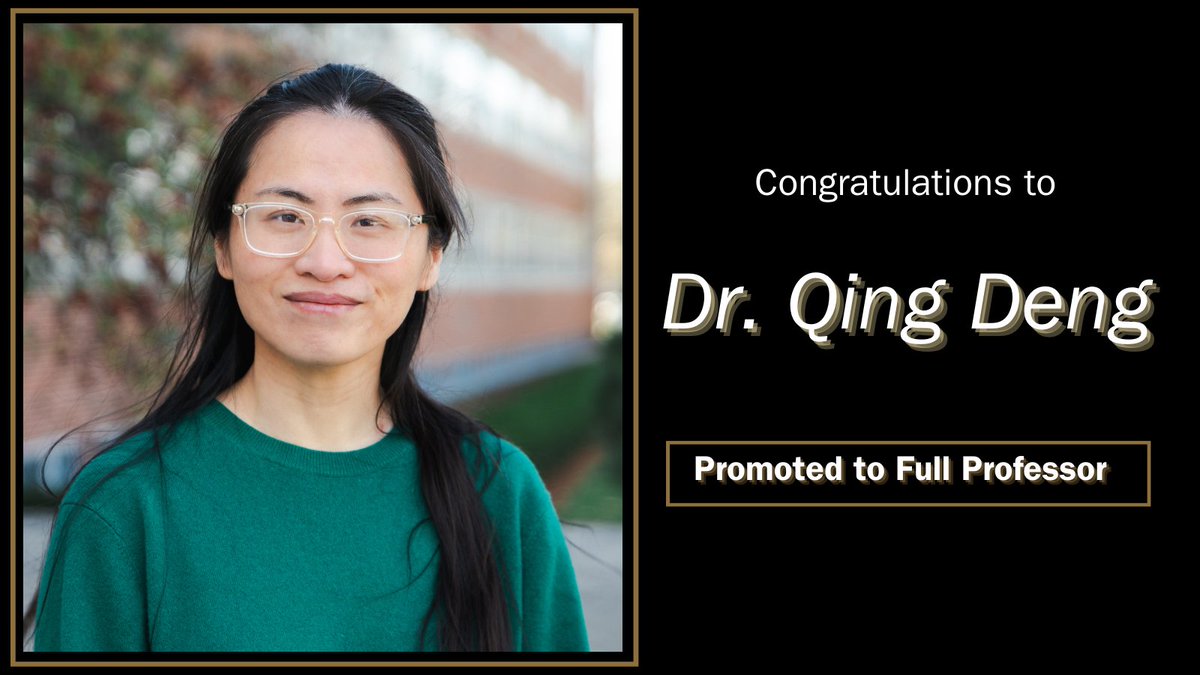 Congratulations to Dr. Qing Deng on her promotion to Full Professor!