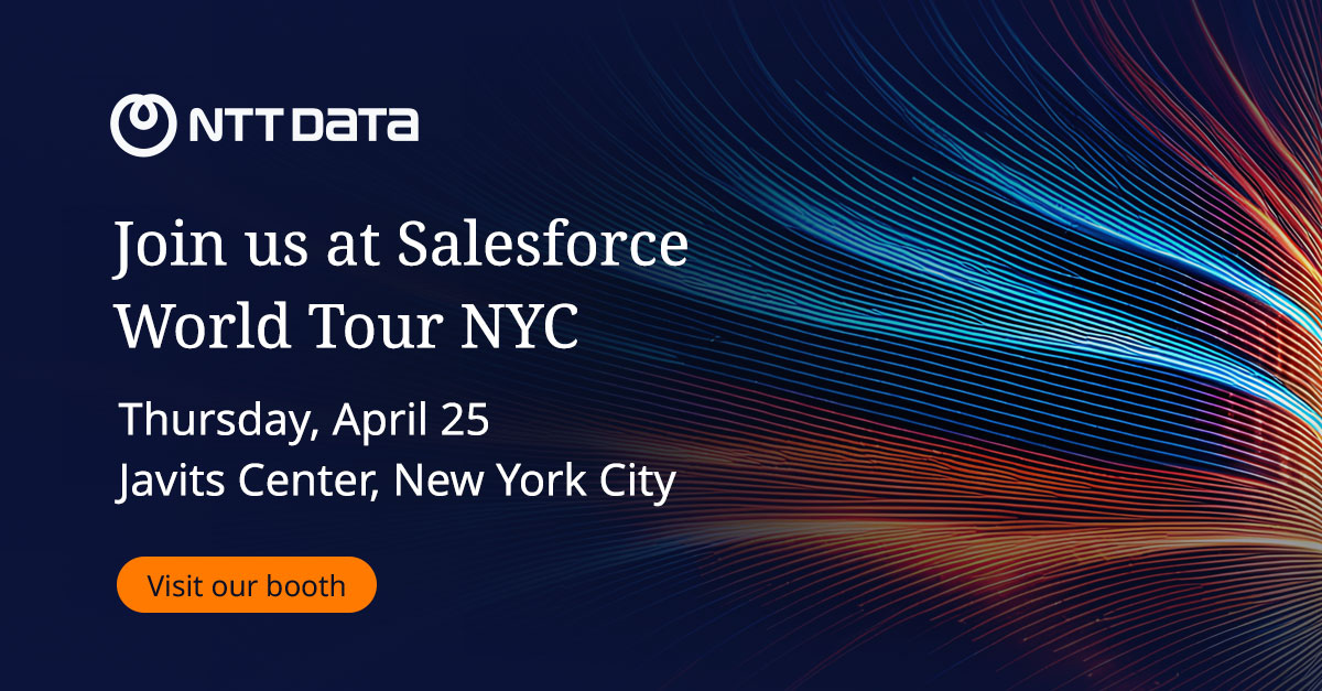 NTT DATA is a proud Groundbreaker sponsor of Salesforce World Tour — NYC. bit.ly/3PTyILl 

#SalesforcePartner #MulesoftExpert #SalesforceWorldTour