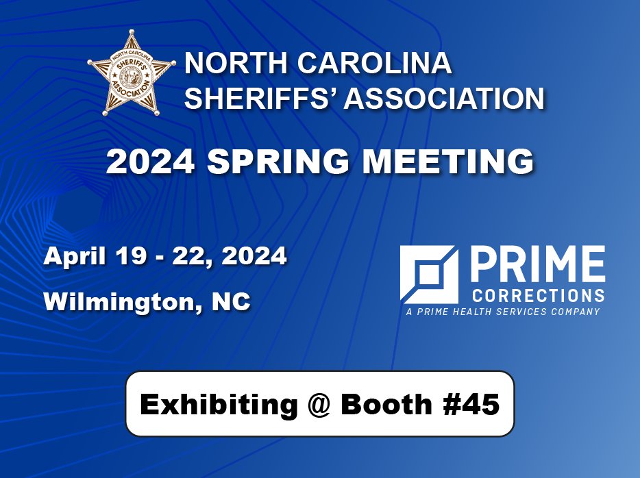 Prime Corrections is excited to announce our participation in the 2024 North Carolina Sheriffs' Association Spring Meeting! 🎉

🗓 Date: April 19-22, 2024
📍 Location: Wilmington, NC
Booth #45