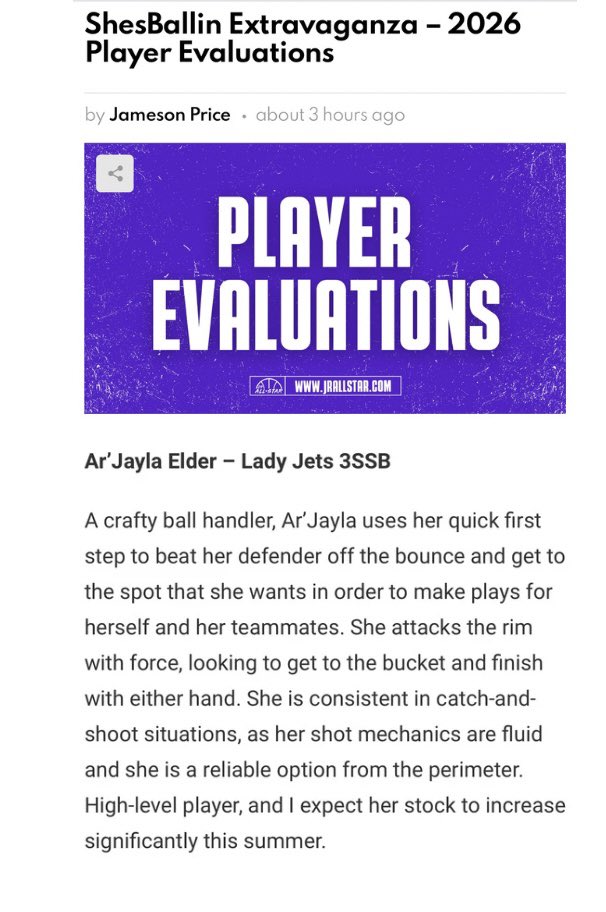 The work is working 💪🏾✈️📈 thank you @JrAllStarBB for the evaluation. @LadyJetsElite @gbbladytigers @CoachMOOK8 @noblesportsmgmt @RegRandle12 @OKC_Lions_Elite