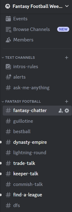 The Fantasy Football Weekly podcast/radio has a new Discord server for sharing advice, news stories, and episode reaction. Go here: discord.gg/qD3FAqvY