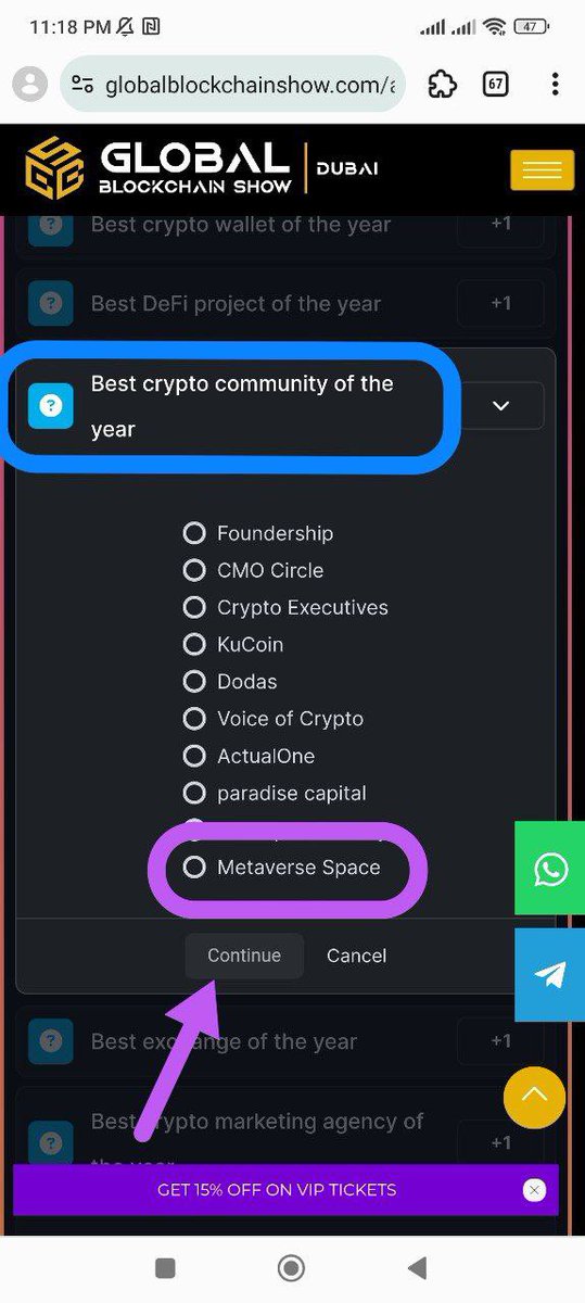 Hey everyone! 🎉 Participate and win amazing reward ✅ Check Pic and Vote Metaverse Space 🚀 Vote Here: globalblockchainshow.com/awards/voting/ We need your help to bring this award home. There are only 3 days to vote, so every vote really makes a difference! Thanks for being such an…