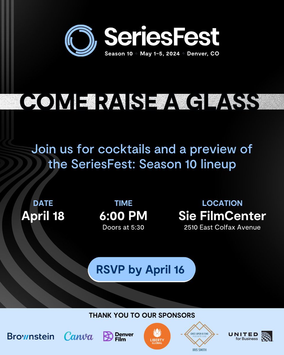Can’t wait for @seriesfest: Season 10? You don’t have to 🙌 Get a preview of our programming, parties, special events, panels & more next Thursday with the SeriesFest team over some delicious cocktails 🥂 RSVP here 📅 eventbrite.com/e/seriesfest-s…