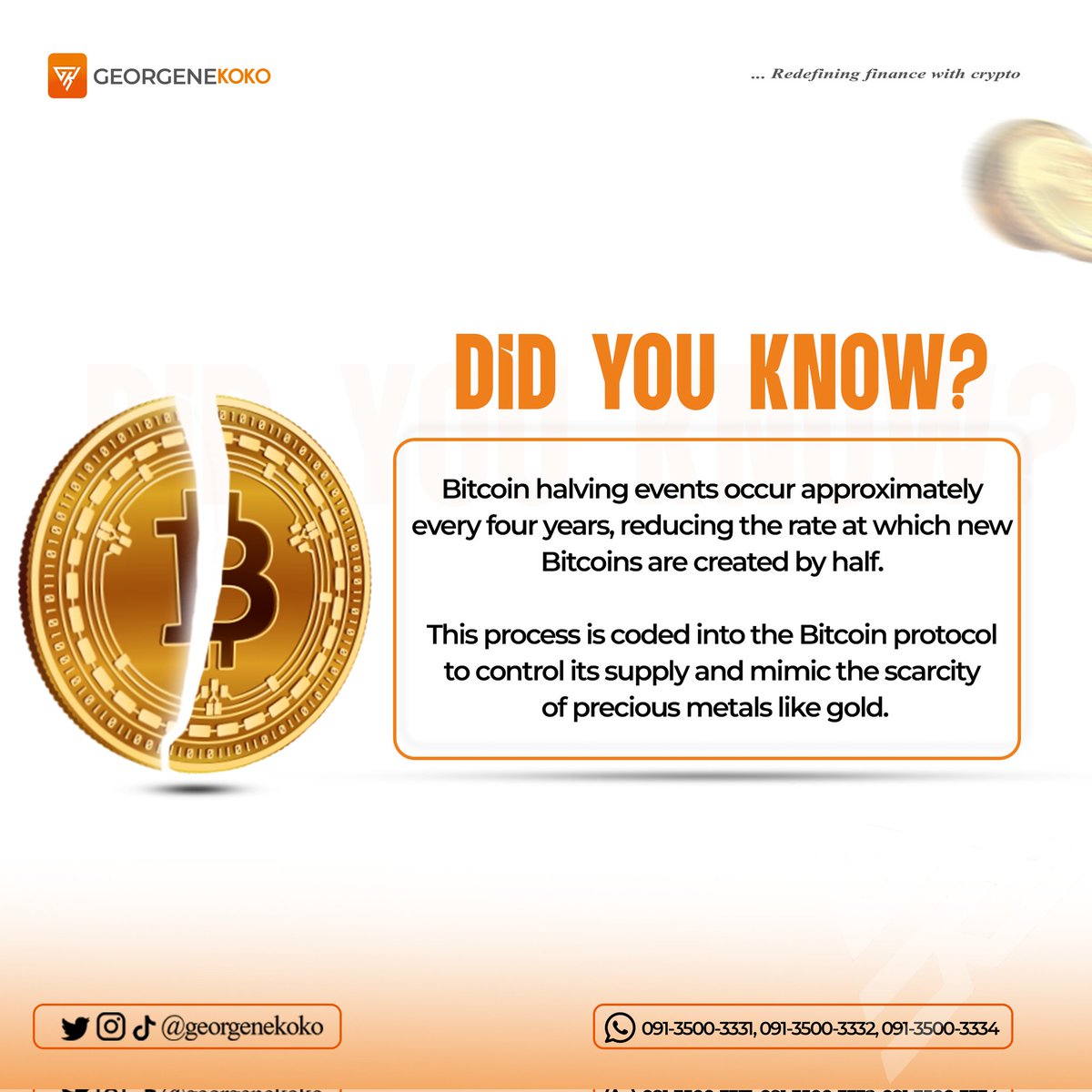 💡Did You Know? Bitcoin halving occurs every four years. #btc #BitcoinHalving #cryptovendorinakure