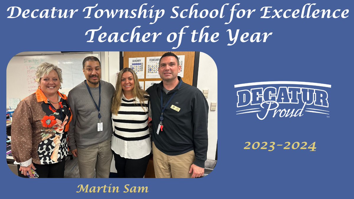 Congratulations to DTSE Teacher of the Year Martin Sam.  Thank you for all that you do! We are #decaturproud of you!
@DTSExcellence 
@Steph_Hofer
@MSDDecatur