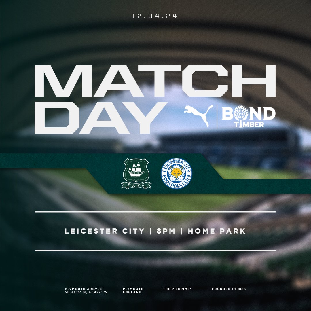 Argyle's tweet photo. Fridays are the new Saturdays...

🆚 @LCFC
🗓️ Friday, 12 April, 8pm
🏟️ @HomeParkStadium
☁️ Cloudy, 13 degrees
🎟️ Check the ticket exchange
🎧 Argyle TV domestic supporters
📺 Argyle TV international (certain markets)
📱 Argyle App

#pafc https://t.co/FNUoY15NDS