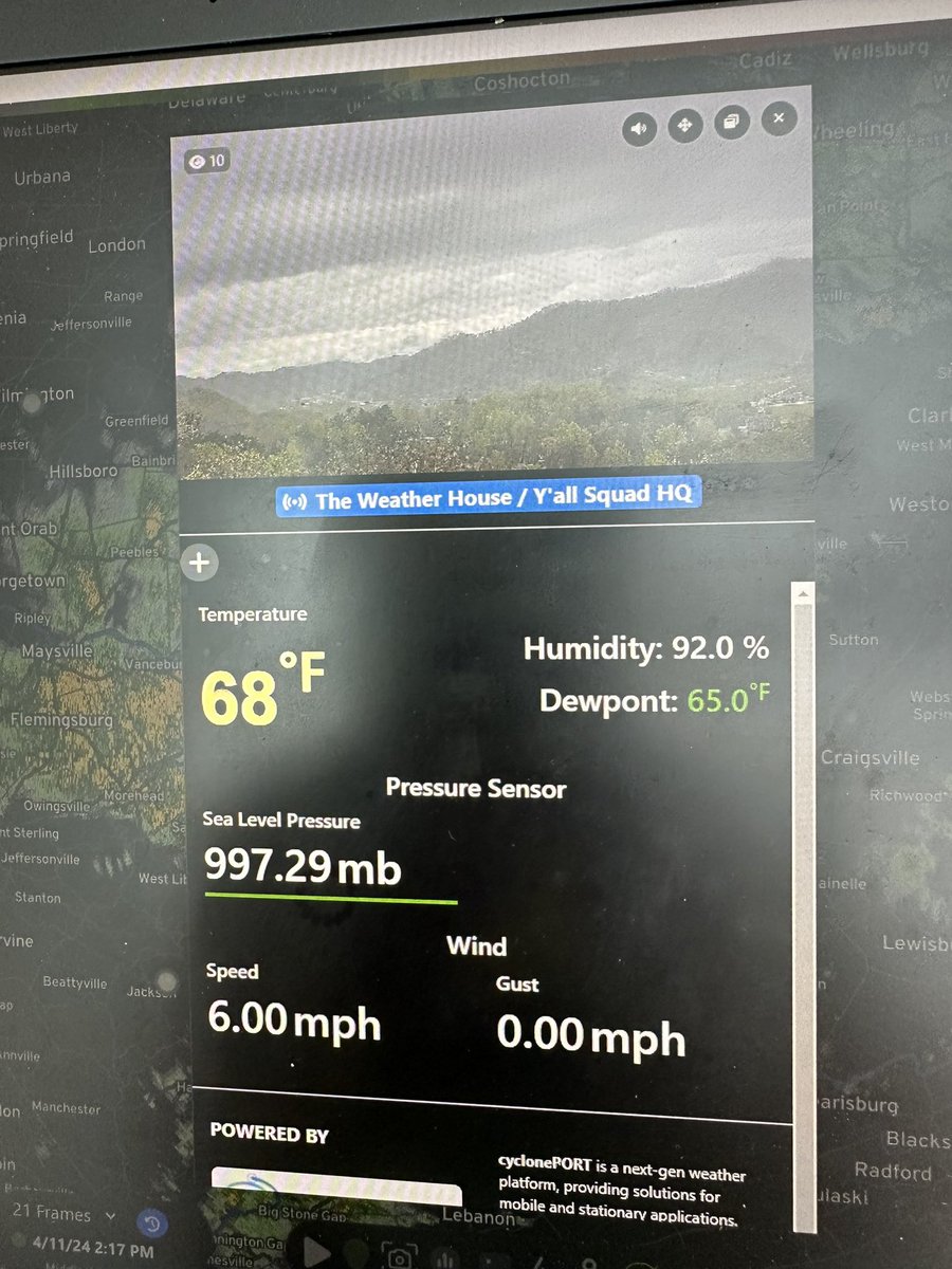 Peeking in on my Pikeville friends @TheYallSquad @ryanhallyall on @RadarOmega - storms moving back in from SW but 68° vs even 72° makes a difference on upward motion of air parcels.
