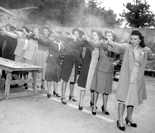 'Women trainees of the LAPD practice firing their newly issued revolvers in 1948.' Maybe not the best firing stance but we have and always will support our brave law enforcement officers. 👍🇺🇸