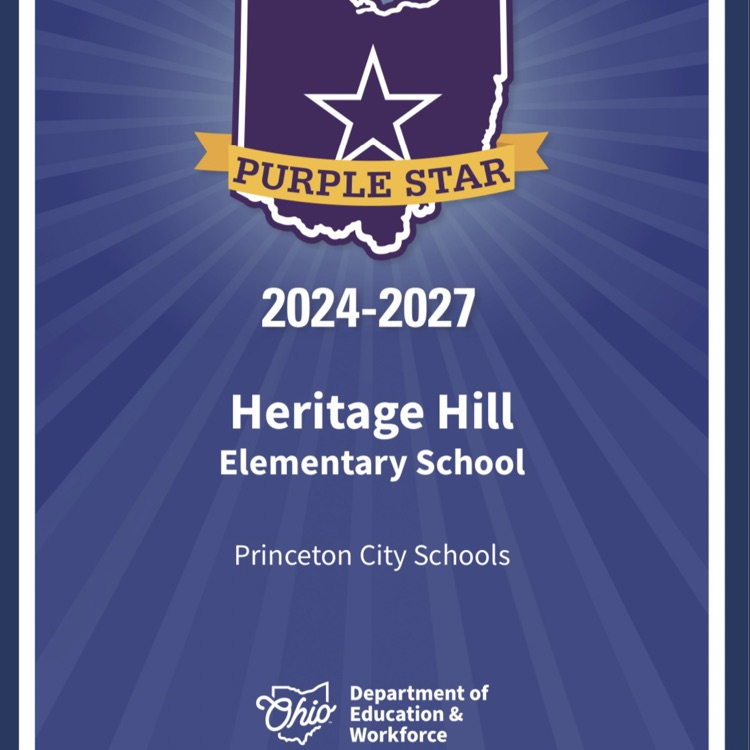 🌟Congratulations to Heritage Hill on their Purple Star Designation awarded by the Ohio Department of Education &amp; Workforce🌟 This designation highlights schools who place an emphasis on working with Ohio military connected students. #AAGV