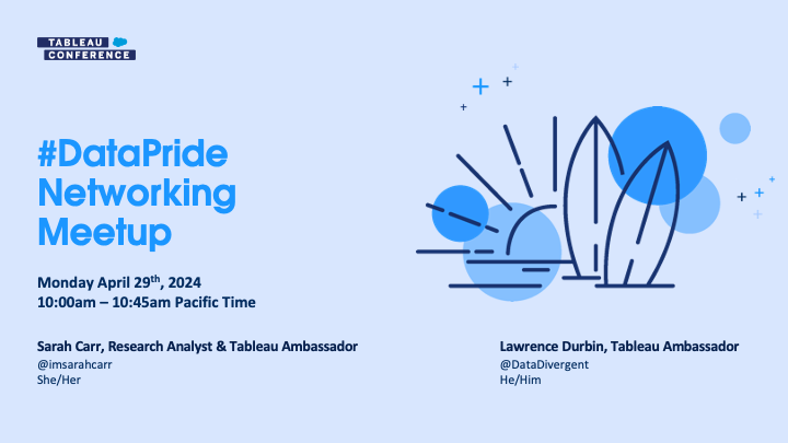 DataPrideTUG's tweet image. Hello #DataFam! The #Data24 Agenda Builder is live.
We are very excited that the #DataPride Meetup will be on Day 1 April 29th at 10am. 
Kick off @tableau conference connecting with the #LGBTQ+ community &amp;amp; allies in data!
Start building your agenda here:
tabsoft.co/3TOGabY