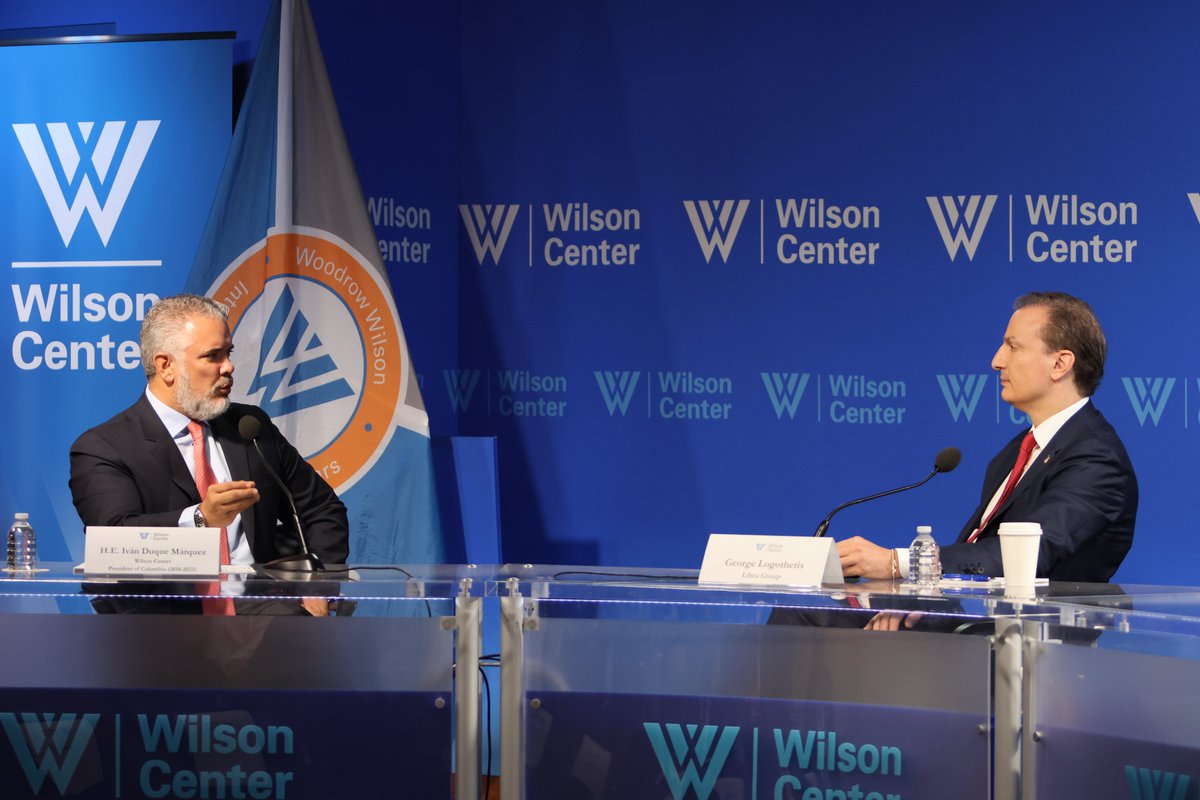 .@TheWilsonCenter was honored to host Ambassador John Negroponte, @IvanDuque and our newest Global Advisory Council member George Logothetis, Executive Chairman of @theLibraGroup. Valuable conversation on how innovation in business can strengthen democracies worldwide.